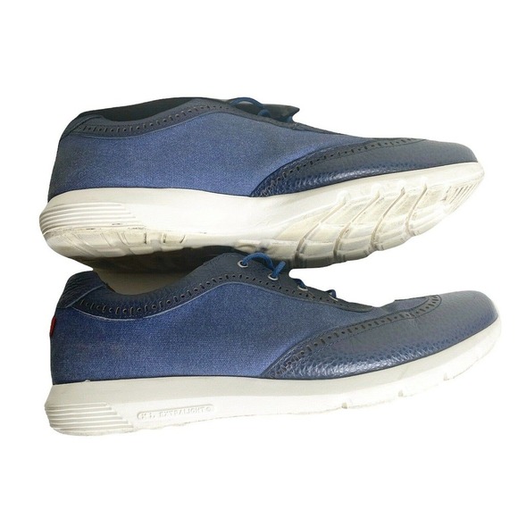 Marc Joseph New York SZ 11 Mens Leather Extra Light Woven Wingtip Lace up Blue - Picture 3 of 11